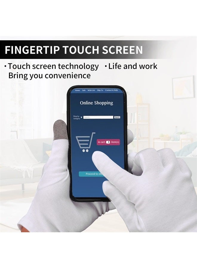 Sibba 4 أزواج من قفازات الترطيب اللمسية القطنية البيضاء قفازات الترطيب الليلية لعلاج الإكزيما قفازات علاج سبا اليدين لإصلاح اليدين الجافة المتشققة - Image 5