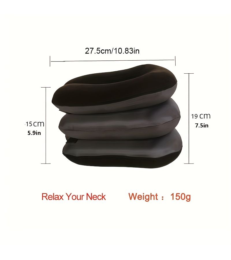 Coffee Brown Inflatable Neck Pillow Relaxes Stretches Adjustable Softness Three Layers - Image 2