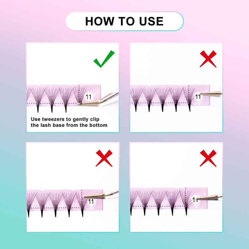 VAVALASH Eyelash Extensions 3D 4D 5D 6D 8D 9D 10D Thickness 0.07/0.1 C/D Curl Eyelashes Middle Stem Premade Fans Russian Volume Lash Extensions Supplies (Middle Stem 10D-0.07-D-8-15mm) - Image 5