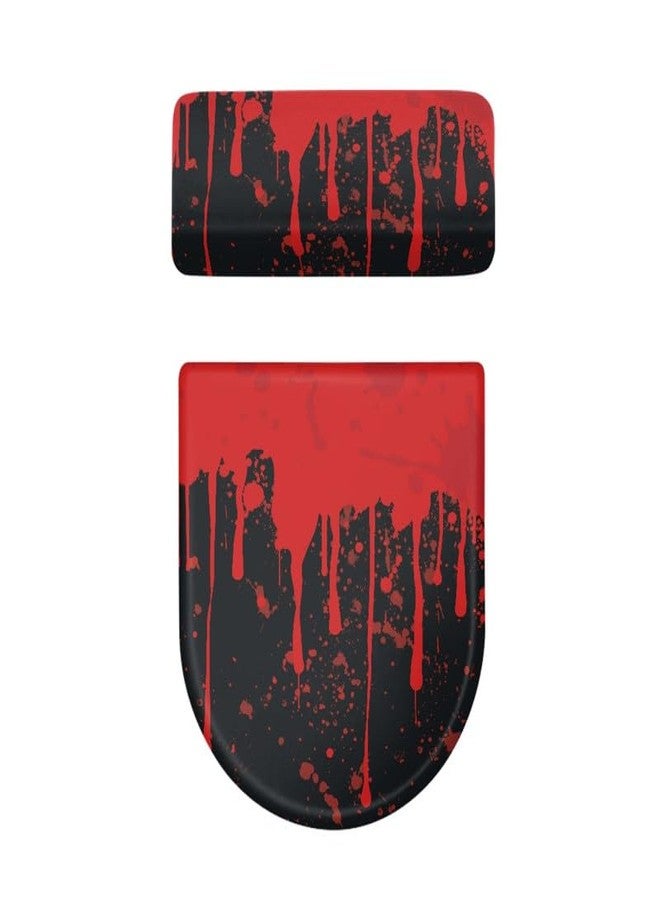Daulesho Black Red Bloodstains Toilet Seat Lid Cover Gothic Blood Splatter Bathroom Decor Reusable Elastic Edge Dust-proof Toilet Replacement Cover Halloween - Image 5