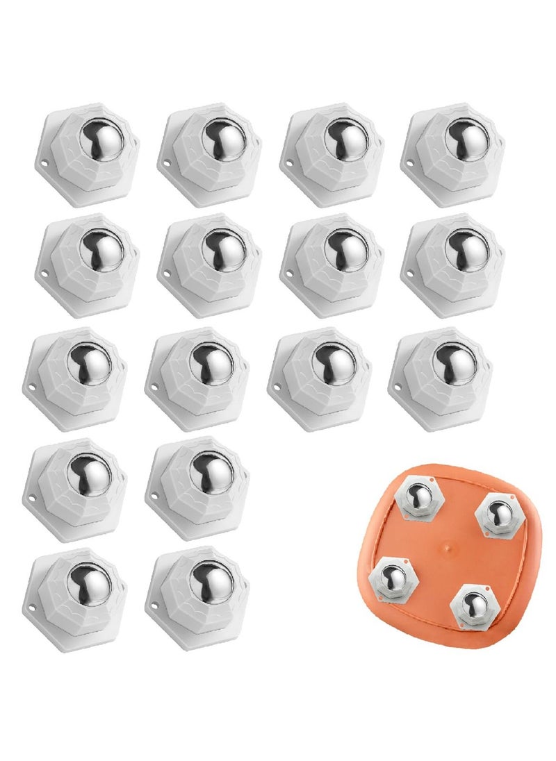 Y&D Mini Caster Wheels for Small Appliances, 360° Rotation Self Adhesive Stainless Steel Rollers, Universal Trash Can, Storage Bins, Bottom Roller Stand, Furniture ,16 PCS, White  - Image 1
