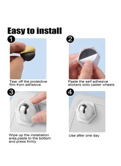 Y&D Mini Caster Wheels for Small Appliances, 360° Rotation Self Adhesive Stainless Steel Rollers, Universal Trash Can, Storage Bins, Bottom Roller Stand, Furniture ,16 PCS, White  - Image 5