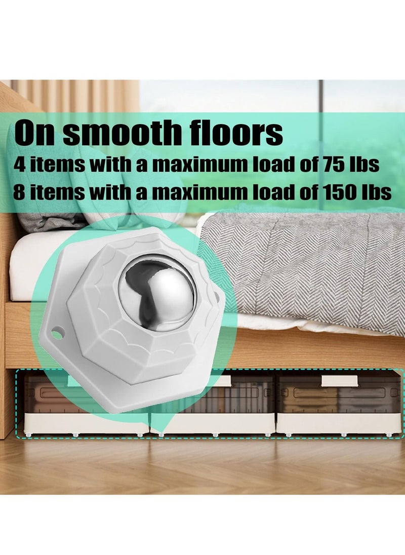 Y&D Mini Caster Wheels for Small Appliances, 360° Rotation Self Adhesive Stainless Steel Rollers, Universal Trash Can, Storage Bins, Bottom Roller Stand, Furniture ,16 PCS, White  - Image 2