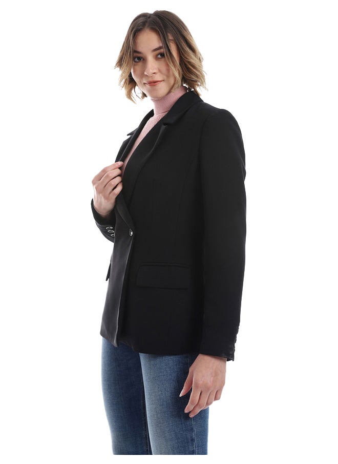 Esla Simple Buttoned Solid Basic Blazer  - Image 2