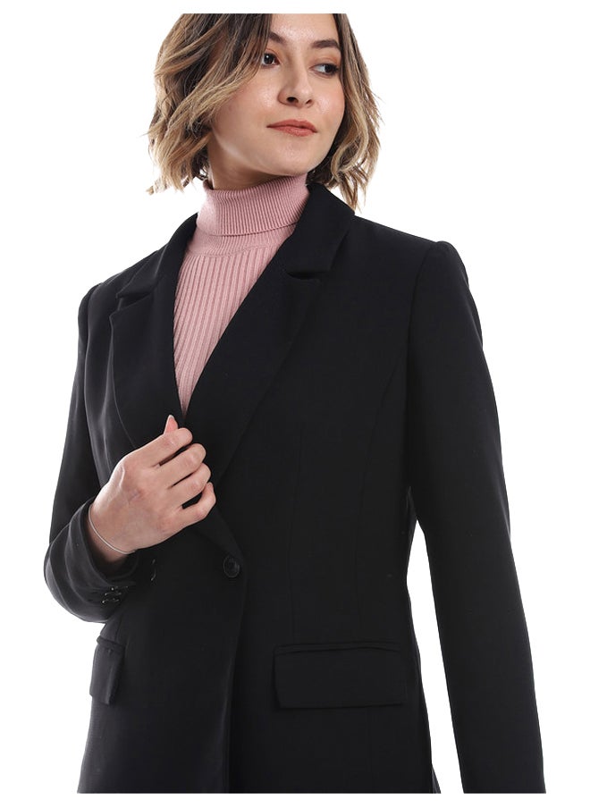Esla Simple Buttoned Solid Basic Blazer  - Image 4