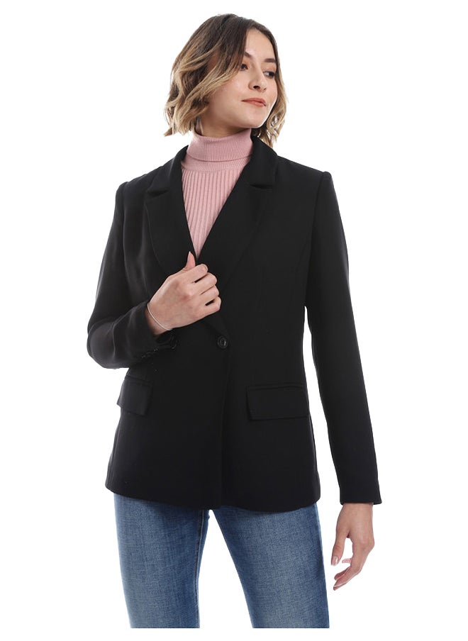 Esla Simple Buttoned Solid Basic Blazer  - Image 1