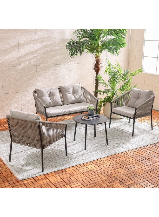 DANUBE HOME Majestic 4-Seater Outdoor Sofa Set | Steel Frame Garden Furniture | Modern Design Patio Sofaset | Outdoor Seating Table And Chairs For Lawn Garden-Grey/Black - Image 1