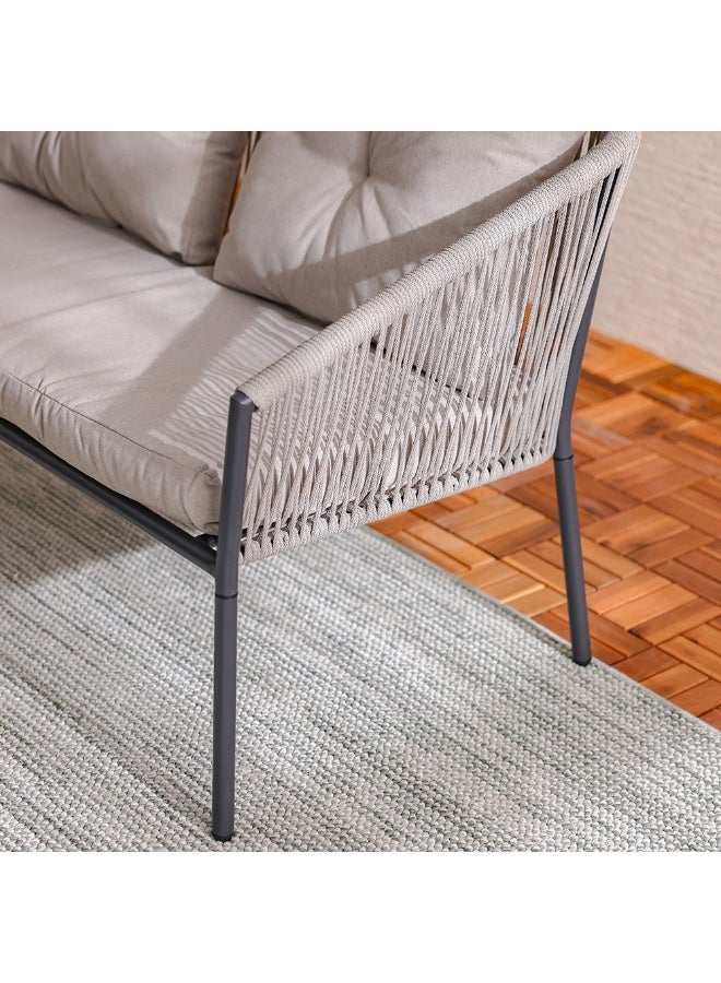 DANUBE HOME Majestic 4-Seater Outdoor Sofa Set | Steel Frame Garden Furniture | Modern Design Patio Sofaset | Outdoor Seating Table And Chairs For Lawn Garden-Grey/Black - Image 5