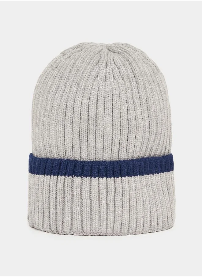 Styli Contrast Detail Knit Beanie