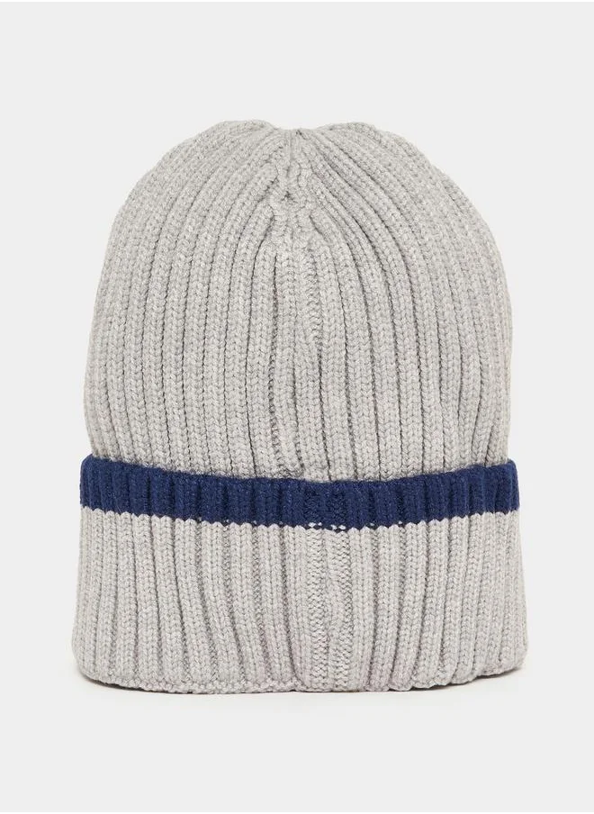 Styli Contrast Detail Knit Beanie