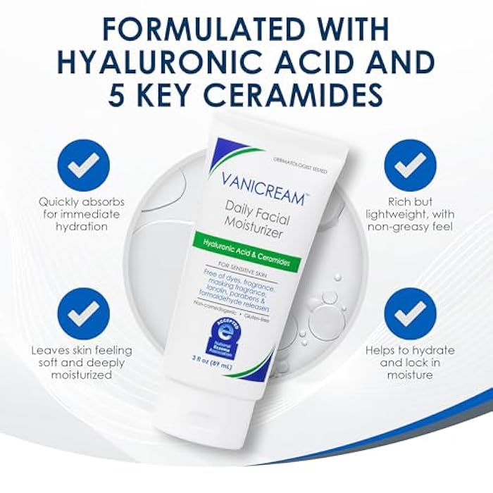 Vanicream Daily Facial Moisturizer With Ceramides and Hyaluronic Acid - Formulated Without Common Irritants for Those with Sensitive Skin, 3 fl oz (Pack of 1) - Image 5