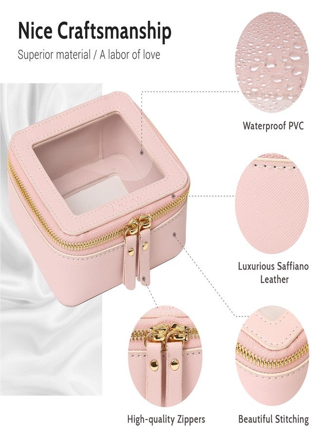 Aveniee Mini Clear Makeup Bag, Small Cosmetic Bags Travel Toiletry Pouch Organizer, TSA Approved Make up Case with Zipper, Car Bag for Essentials,Pink - Image 3