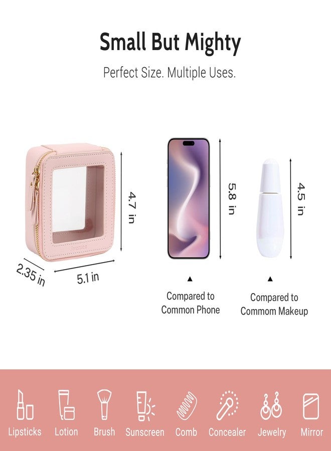 Aveniee Mini Clear Makeup Bag, Small Cosmetic Bags Travel Toiletry Pouch Organizer, TSA Approved Make up Case with Zipper, Car Bag for Essentials,Pink - Image 5