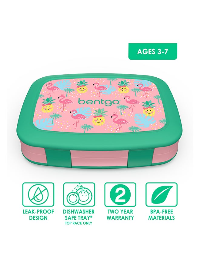 بنتجو صندوق غداء للأطفال بنمط استوائي، 5 أقسام، مانع للتسرب، آمن غذائيًا، خالي من BPA، آمن في غسالة الأطباق - Image 3