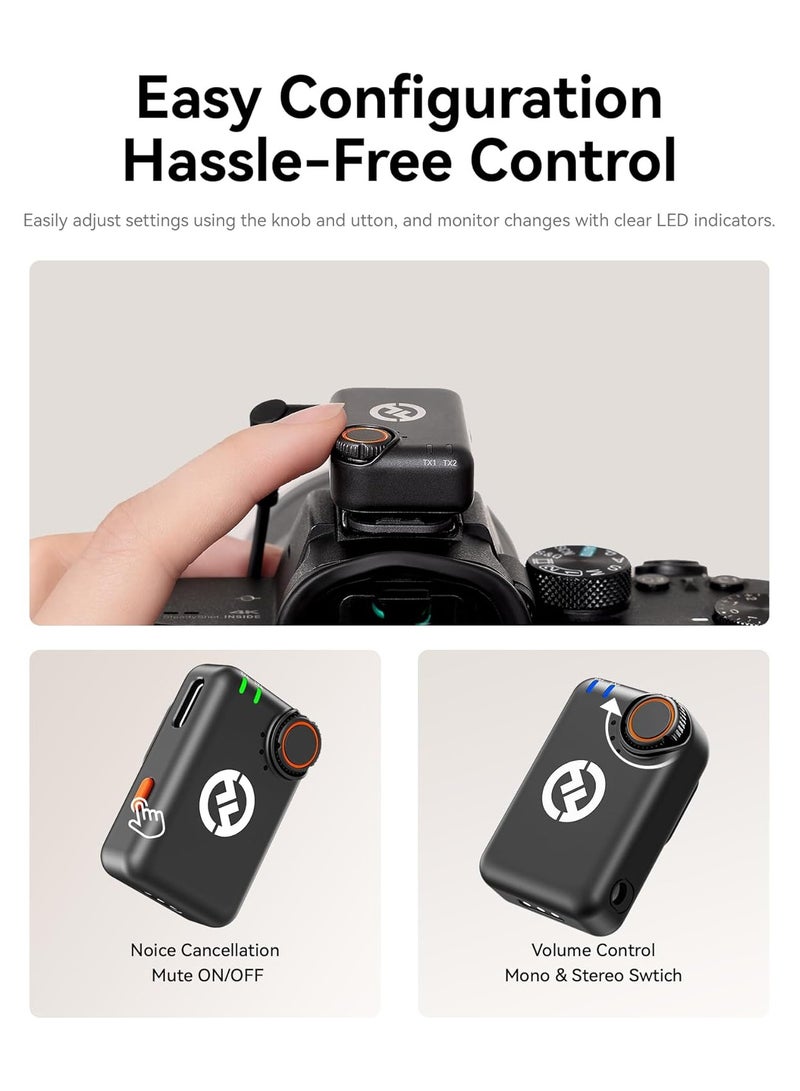 هولي لاند Lark M2S ميكروفون لاسلكي صغير كومبو – مستقبل كاميرا + مستقبل Type-C | ميك خفيف الوزن 7غ، مدى 300م، مشبك تايتانيوم | للـ DSLR، آيفون، أندرويد، لابتوب | للبث، التدوين، التعليم، البودكاست - Image 5