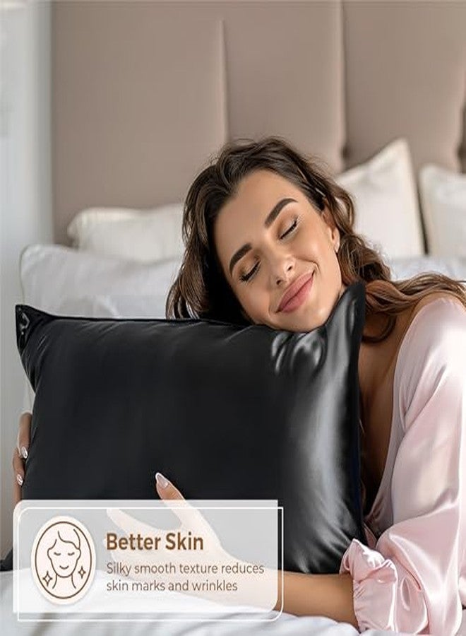 Pure Bedding Satin Pillowcase 2 Pack - Queen Size (20"x30", Black) - Silky Pillow Cases for Hair and Skin - Satin Pillow Covers with Envelope Closure - Extra Soft Premium Microfiber - Image 3