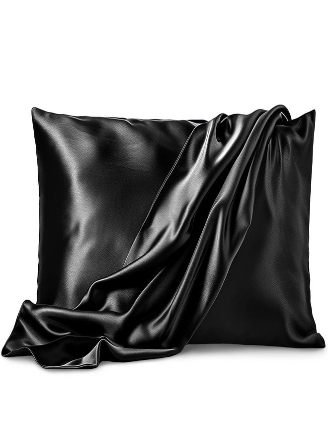 Pure Bedding Satin Pillowcase 2 Pack - Queen Size (20"x30", Black) - Silky Pillow Cases for Hair and Skin - Satin Pillow Covers with Envelope Closure - Extra Soft Premium Microfiber - Image 2