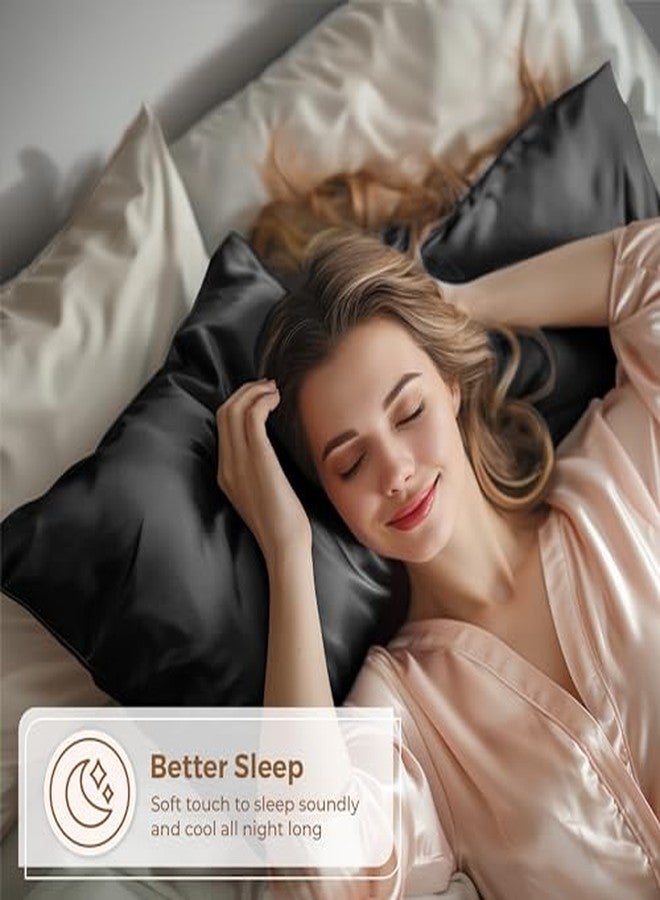 Pure Bedding Satin Pillowcase 2 Pack - Queen Size (20"x30", Black) - Silky Pillow Cases for Hair and Skin - Satin Pillow Covers with Envelope Closure - Extra Soft Premium Microfiber - Image 4