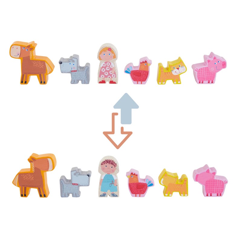 هابا Haba Farmhouse Sorting Box Toy Wooden Shape Sorter Toy مع 6 حيوانات مزرعة خشبية مكتنزة - Image 4