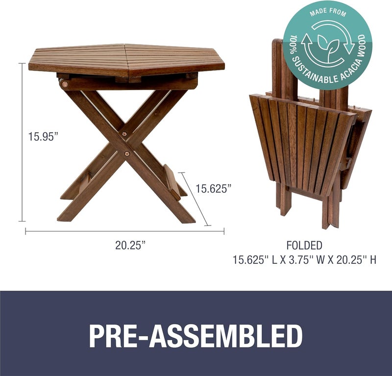 CleverMade Tamarack Folding Table  Outdoor Patio Furniture Accessory for Home Entertaining in the Patio Backyard and Deck Cinnamon Small - Image 3