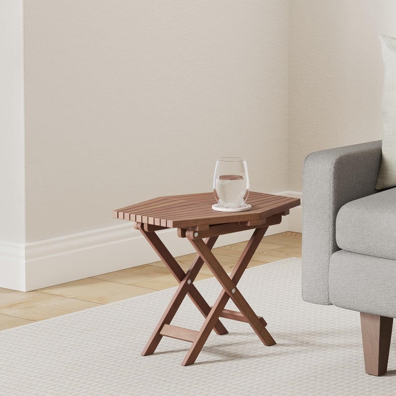 CleverMade Tamarack Folding Table  Outdoor Patio Furniture Accessory for Home Entertaining in the Patio Backyard and Deck Cinnamon Small - Image 2