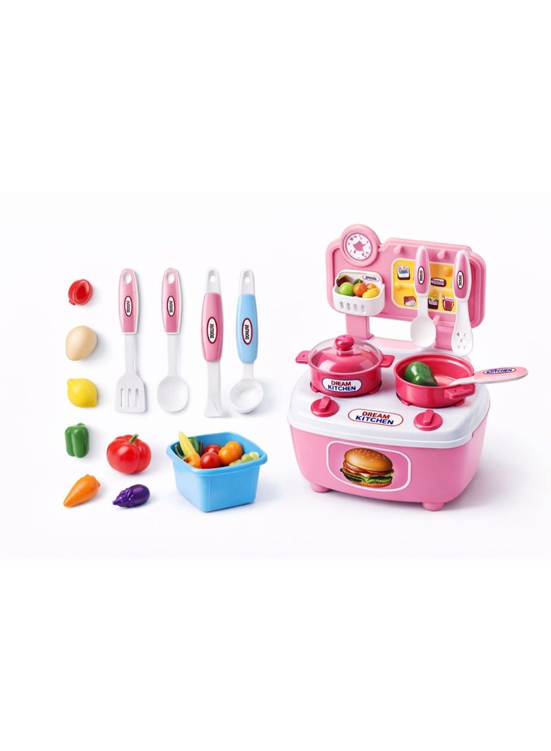 لعبه مطبخ أطفال طقم مطبخ صغير للبنات والأولاد، بوتجاز/موقد لعبه مع حله وطاسه ومعلقه ومغرفه واكسسوارات طبخ، لعبه شيف وتمثيل أدوار طبخ وأكل، طقم مطبخ للعاب بيتى للتسليه والهدايا - Image 2