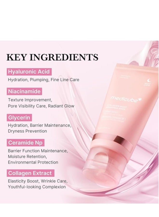 Medicube قناع الوجه الليلي من ميديكوب كولاجين - للعناية بالمرونة والترطيب، يقلل من الترهل والبهتان - كولاجين مهدرج لبشرة متألقة - العناية بالبشرة الكورية، 2.53 أونصة سائلة - Image 4