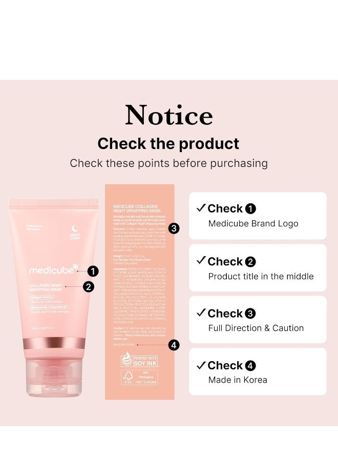 Medicube قناع الوجه الليلي من ميديكوب كولاجين - للعناية بالمرونة والترطيب، يقلل من الترهل والبهتان - كولاجين مهدرج لبشرة متألقة - العناية بالبشرة الكورية، 2.53 أونصة سائلة - Image 3