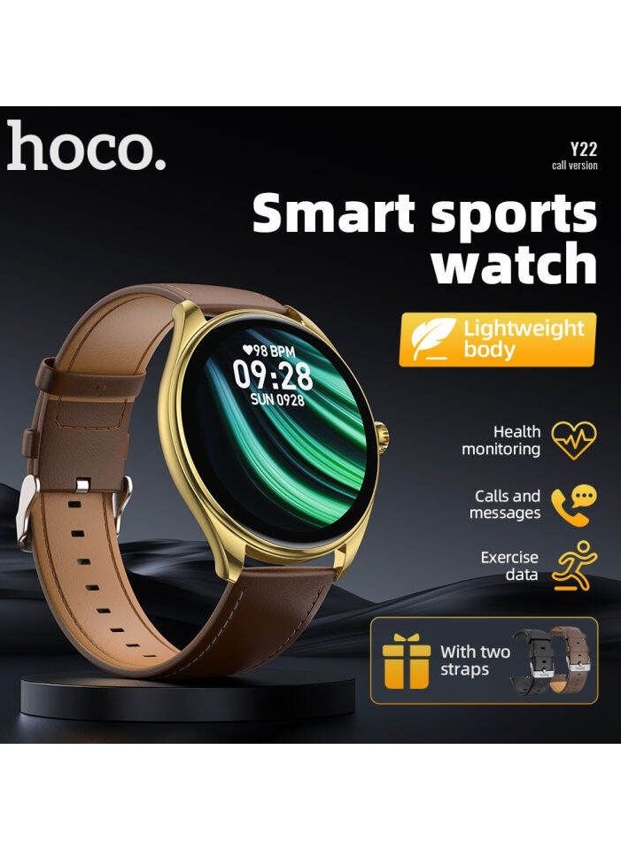 Smart Watch Hoco Y22 AMOLED supports Bluetooth calls, IP67 water and dust resistance, with two straps, gift inside the box(black)