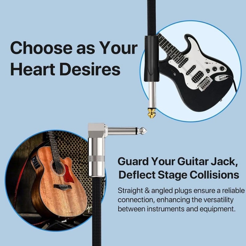 Mocking Bird 6.35MM Mono TS Guitar Cable 90 Degree Right angle 6.35MM Male to 6.35MM Male Jack Audio Instrument cable Guitar cable (1Mtr) - Image 5