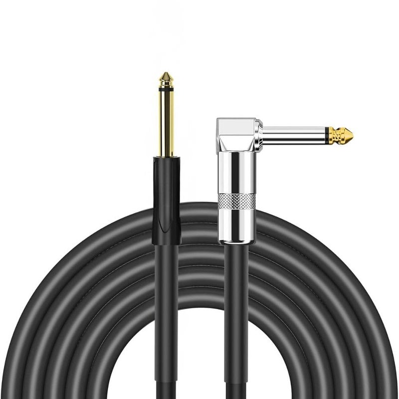 Mocking Bird 6.35MM Mono TS Guitar Cable 90 Degree Right angle 6.35MM Male to 6.35MM Male Jack Audio Instrument cable Guitar cable (1Mtr) - Image 1