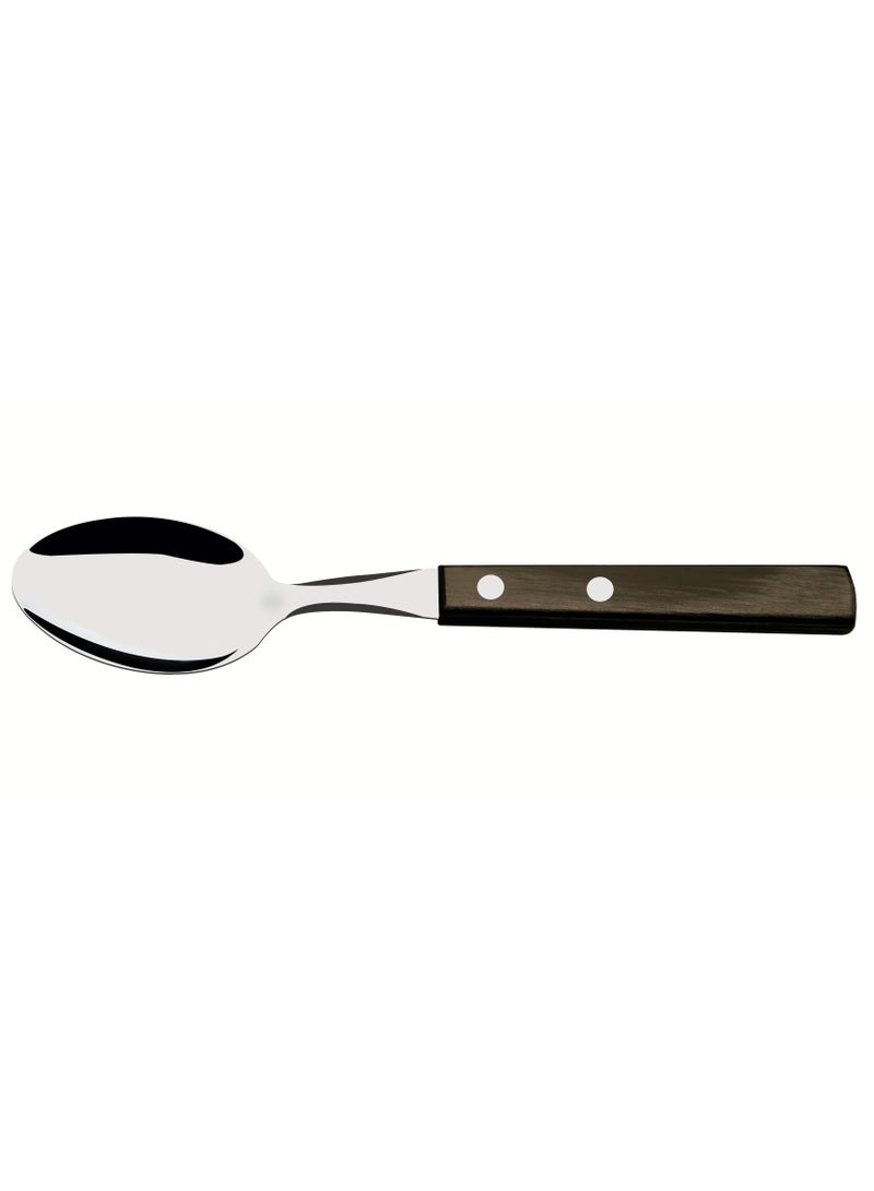TRAMONTINA Since 1911,Made in Brazil- Stainless Steel Dessert Spoon with Treated Brown Polywood Handle - Image 1