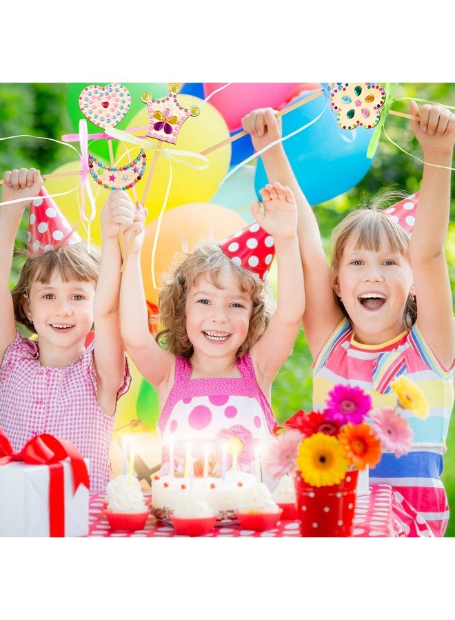 Chinco Princess Fairy Wands Kit Include Wooden Fairy Wands, Gem Stickers, Ribbons Unfinished Wooden DIY Magical Crafts Moon Butterfly Magical Crafts for Girls Make Your Own Princess(36 Sets) - Image 5