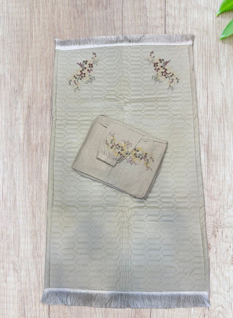 Embroidered prayer rug set with bed sheet