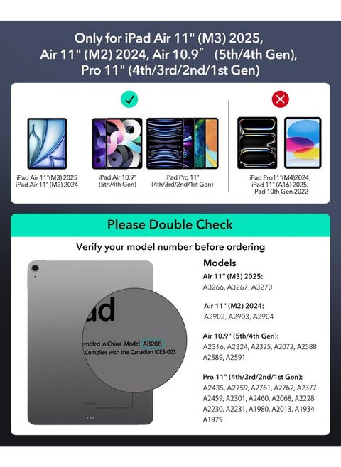 ESR iPad Air 11 Inch Case with Keyboard (M3,2025/M2,2024) & iPad Pro 11/Air 5/4 Gen Keyboard, Easy-Set Magnetic Stand, Portrait/Raised Modes, with Removable Protective Case, White【NOT for Pro 11 M4】