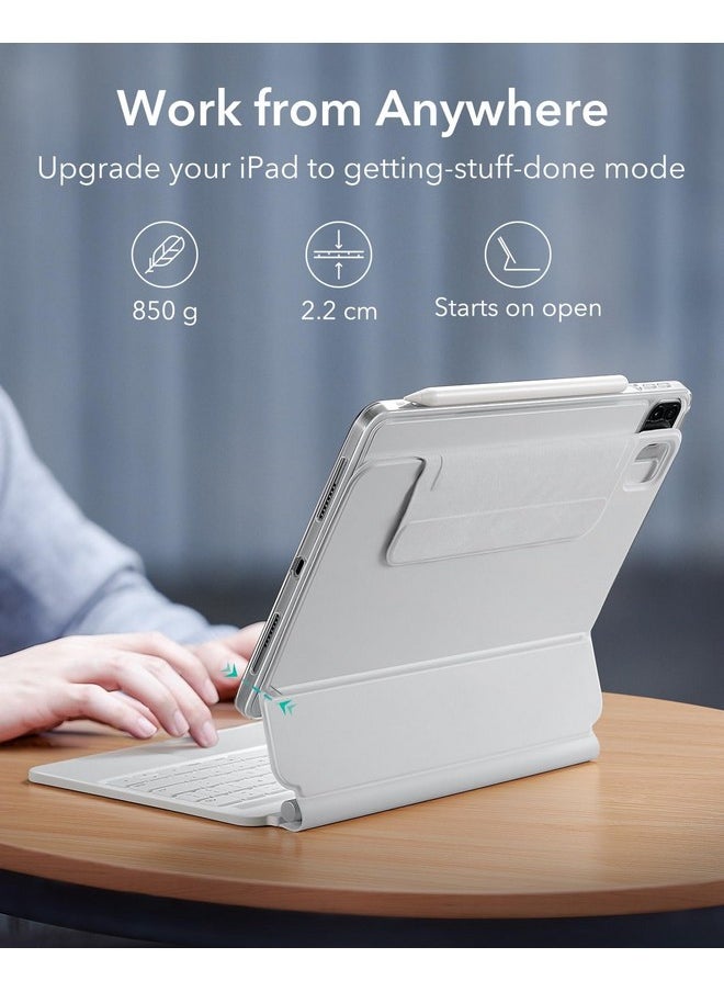 ESR ESR iPad Air 11 Inch Case with Keyboard (M3,2025/M2,2024) & iPad Pro 11/Air 5/4 Gen Keyboard, Easy-Set Magnetic Stand, Portrait/Raised Modes, with Removable Protective Case, White【NOT for Pro 11 M4】  - Image 2