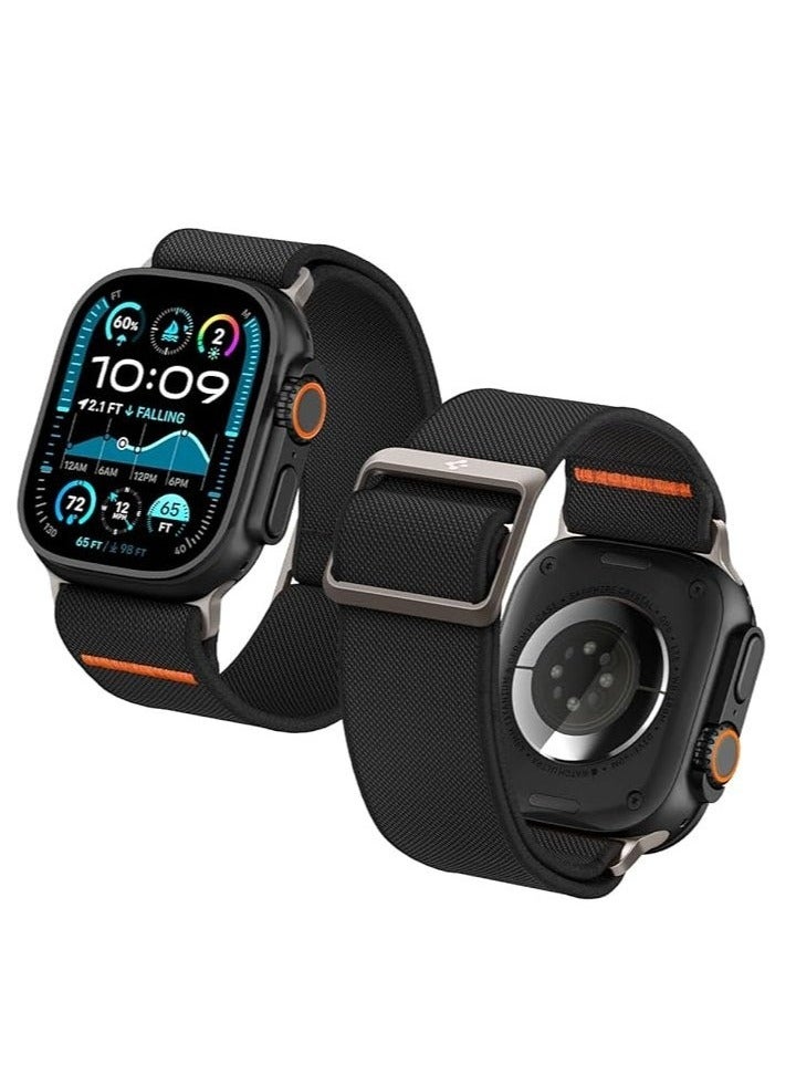 TIGER Lite Fit Ultra Nylon Solo Loop Band for Apple Watch – Compatible with Apple Watch Ultra 2 (49mm), Series 9/8/7 (45mm), Series SE2/6/SE/5/4 (44mm), and Series 3/2/1 (42mm) – Comfortable, Stretchable, Adjustable Strap for All-Day Wear  Black - Image 1