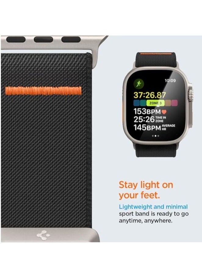 TIGER Lite Fit Ultra Nylon Solo Loop Band for Apple Watch – Compatible with Apple Watch Ultra 2 (49mm), Series 9/8/7 (45mm), Series SE2/6/SE/5/4 (44mm), and Series 3/2/1 (42mm) – Comfortable, Stretchable, Adjustable Strap for All-Day Wear  Black - Image 4
