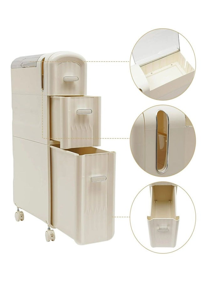 keke 3 Tier Bathroom Storage Cabinet and Drawer with Toilet Paper Holder  - Image 4