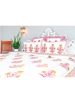 OJARIYA Super King Size Multicolor Hand Block Printed Pure Organic Cotton Bed Sheet (with 250 TC)  And Pillow Covers  - Image 5