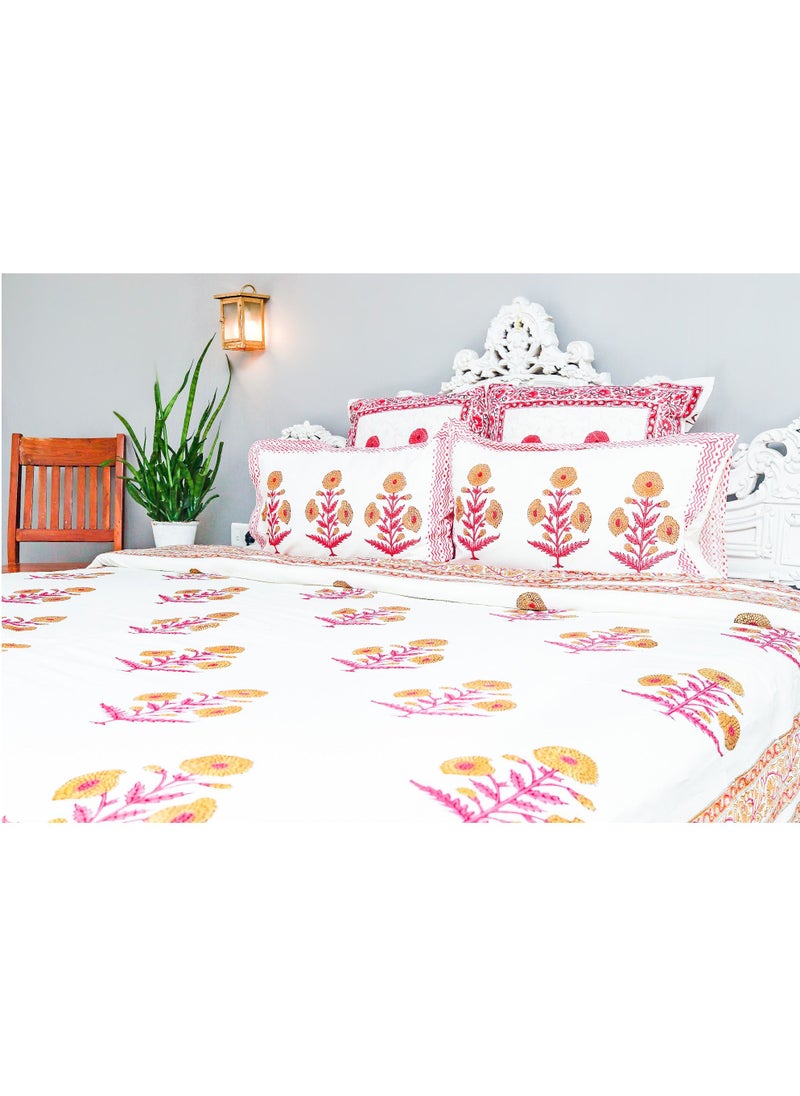 OJARIYA Super King Size Multicolor Hand Block Printed Pure Organic Cotton Bed Sheet (with 250 TC)  And Pillow Covers  - Image 5