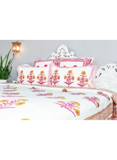 OJARIYA Super King Size Multicolor Hand Block Printed Pure Organic Cotton Bed Sheet (with 250 TC)  And Pillow Covers  - Image 3