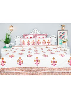 OJARIYA Super King Size Multicolor Hand Block Printed Pure Organic Cotton Bed Sheet (with 250 TC)  And Pillow Covers  - Image 1
