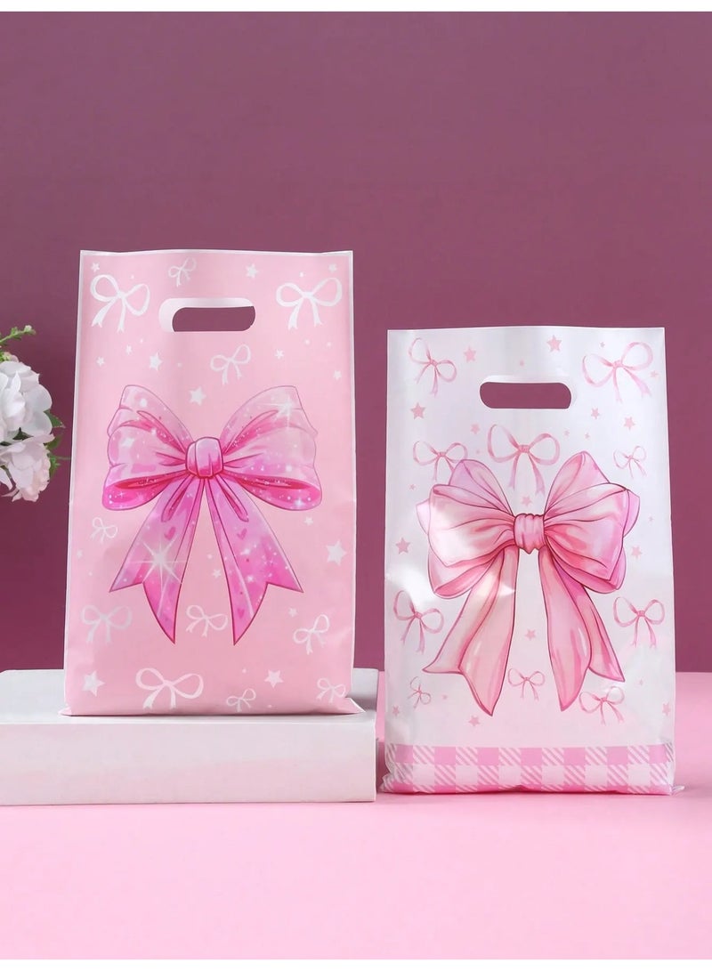 Set of 20 Gift Bags with White and Pink Bow Design – Perfect for Birthdays, Baby Showers, and All Special Occasions - Image 3