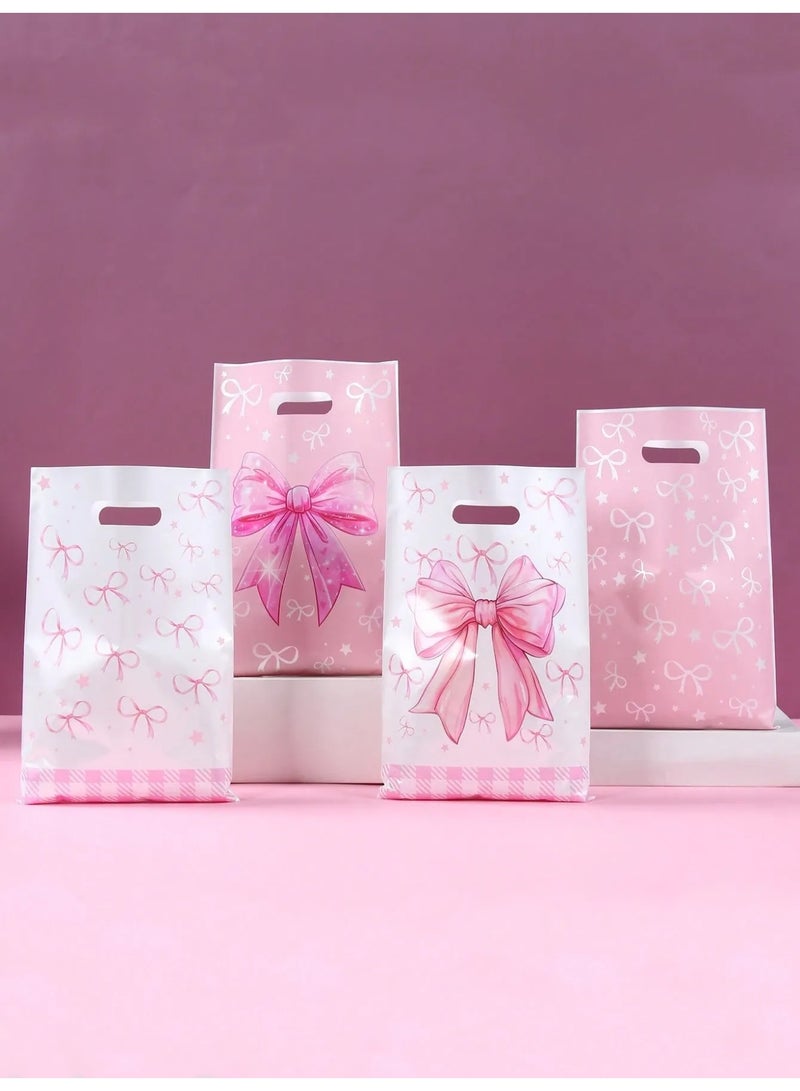 Set of 20 Gift Bags with White and Pink Bow Design – Perfect for Birthdays, Baby Showers, and All Special Occasions - Image 2