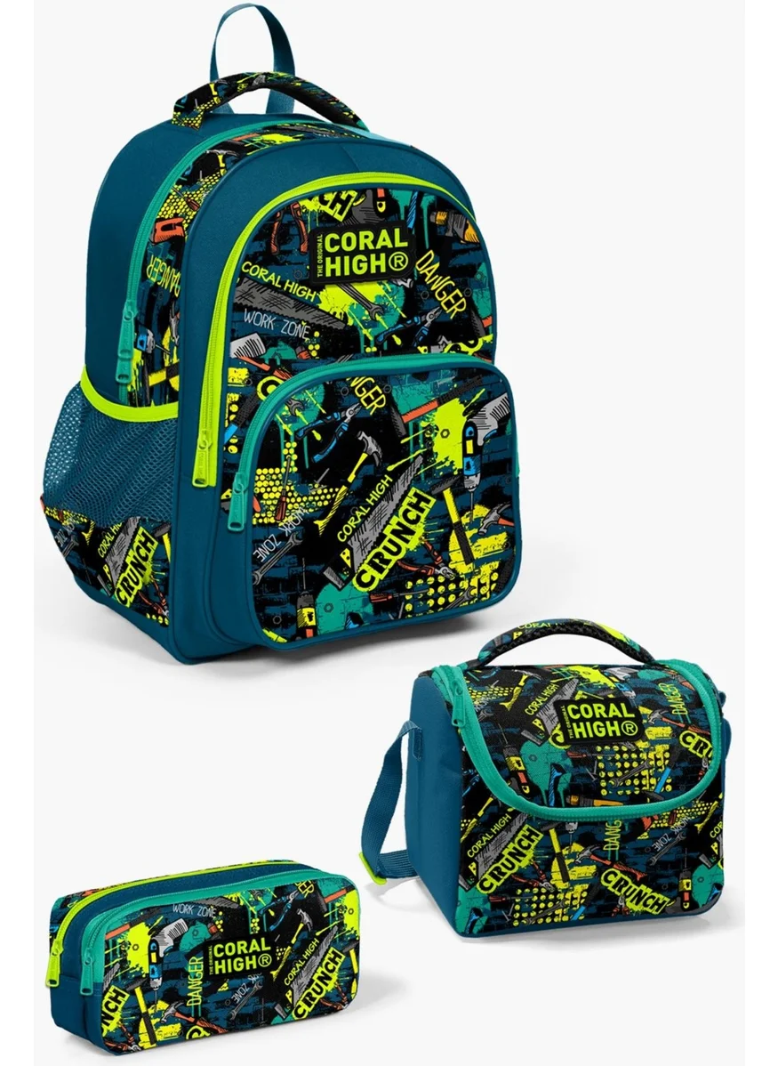CORAL HIGH Kids Nefti Black Repair Set Patterned 3-Piece School Bag Set SET0114417