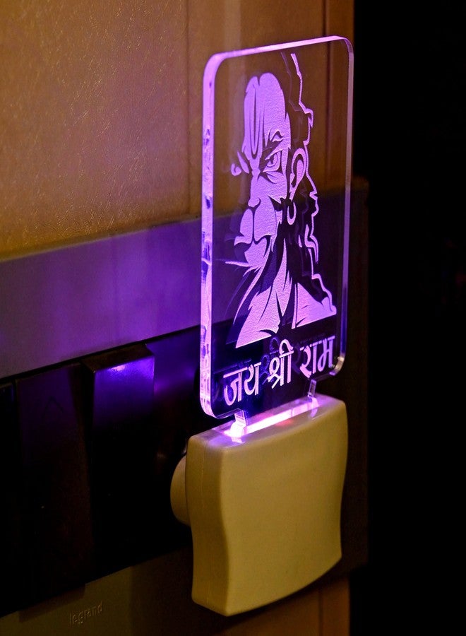 Somil 3D Illusion Trendy Jai Shri Ram LED Plug & Play Wall Lamp, Self Color Changing, Dia: 5 X 10 X 5 Cm - Image 3