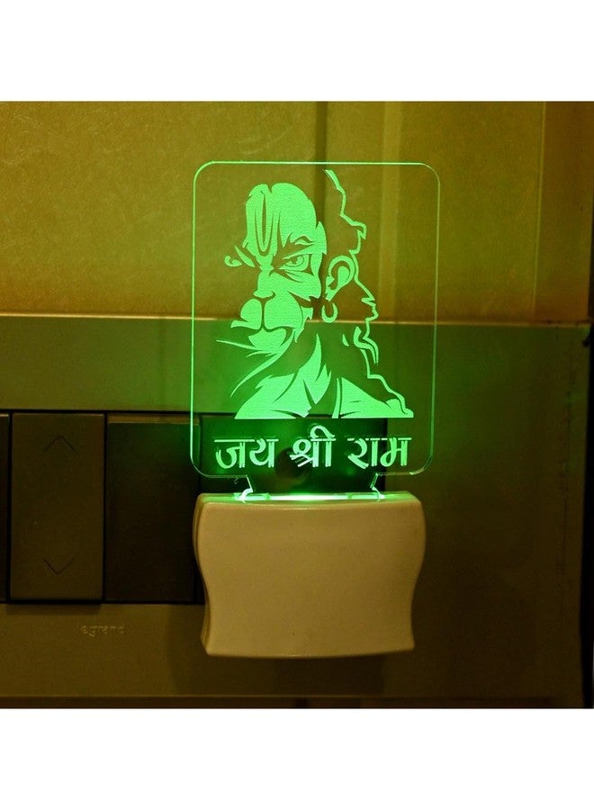 Somil 3D Illusion Trendy Jai Shri Ram LED Plug & Play Wall Lamp, Self Color Changing, Dia: 5 X 10 X 5 Cm - Image 2