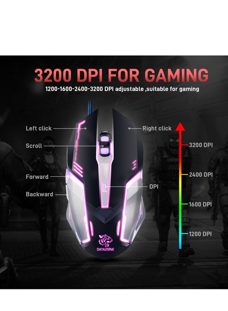 Datazone Wired Gaming Keyboard and Mouse Combo with RGB Lighting - Image 5