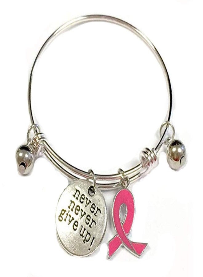 fiona Awareness Bangles For Women - Breast Cancer Awareness Bracelets Charm Bangle - Pink Positive Inspirational Message Charm Bangle 1 pc - Image 1